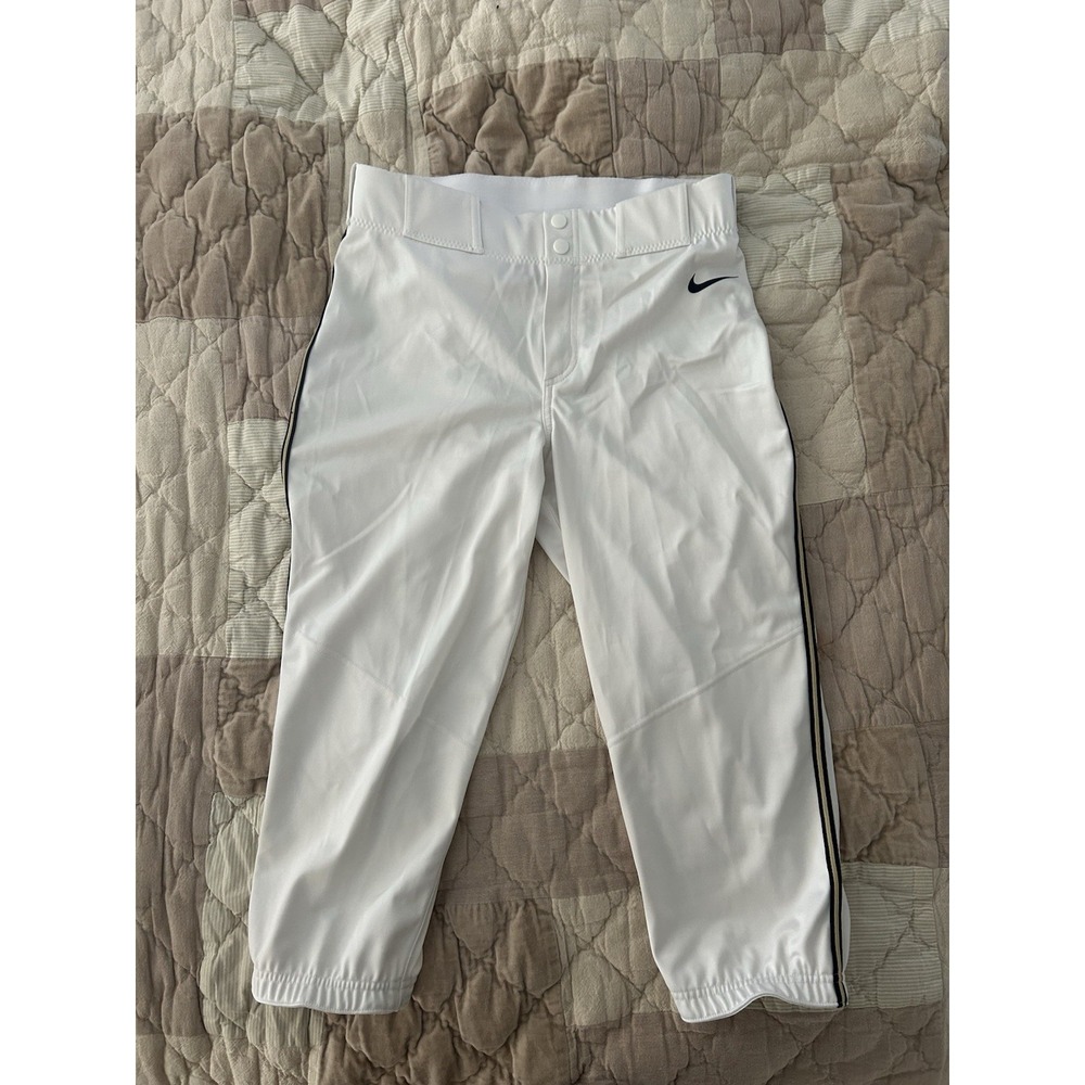 NIKE 3/4 Piped Baseball Pants Mens Medium White Navy